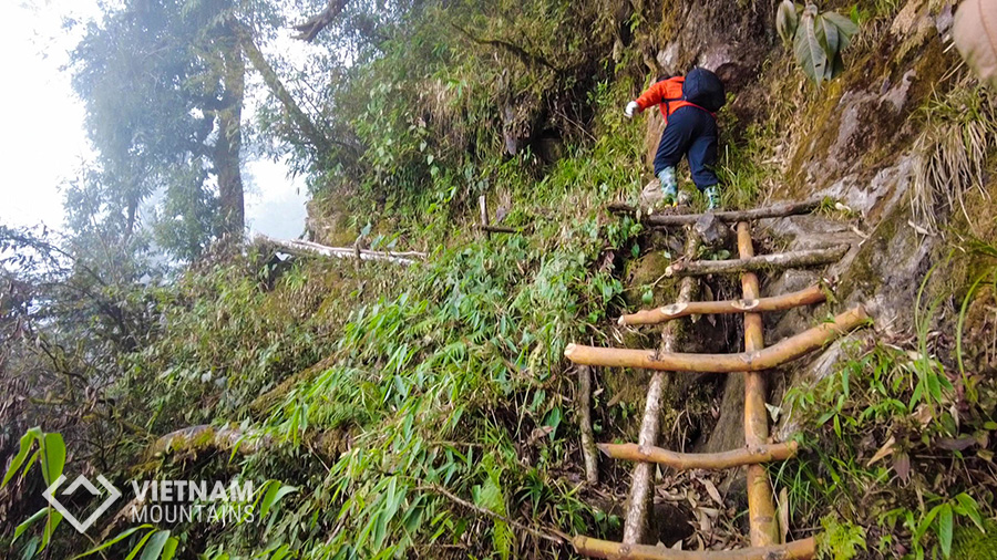 The mysterious ladder in Ngu Chi Son mountains